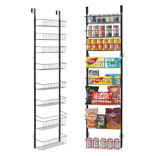 Over-the-door pantry organizer rack in black